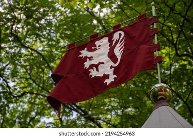 Photo Of The Knight's Flag With The Symbol Of The Czech Lion