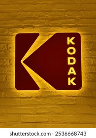 photo of Kodak brand name logo on the wall taken on October 15th, 2024 at Hyundae premium outlets, Seoul, South Korea in the morning time