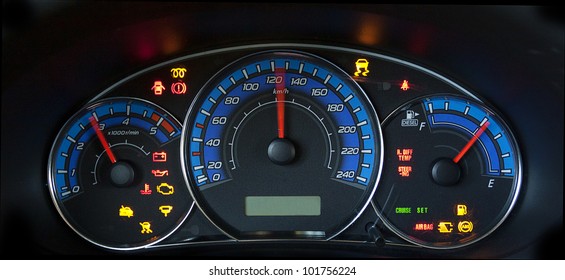 Photo of the lit up  subaru forester dashboard. - Powered by Shutterstock