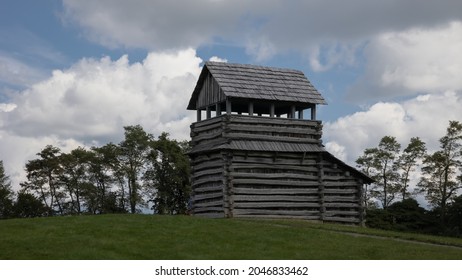 A Photo Of The The Lookout Tower On Groundhog Mountain On A Very Cloudy Day.