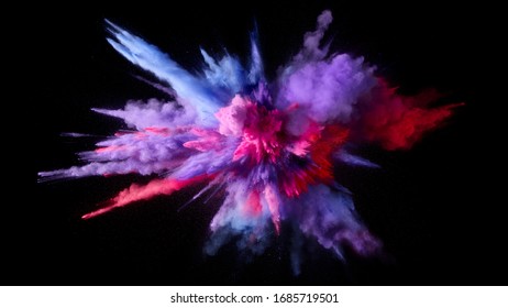 Photo Made Of Exploding Paints At The Time Of Their Fall, Bright Colors Are Clearly Visible In The Image