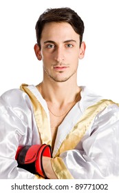 Photo Of Male Boxer With Red Gloves On White Background