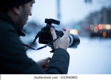 Photo Man Behind Camera His Hands Stock Photo 1513960802 | Shutterstock