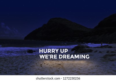 Photo Manipulation Of A Beautiful Picture Of A Hawaiian Beach During The Summertime. The Neon Words Speak For Themselves.