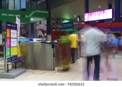 Photo Of The Masjid Jamek Kuala Lumpur LRT Station In Slow Shutter Speed Effect. Photo Taken On October 2017, Photo Taken At Kuala Lumpur, Malaysia.