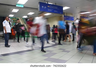 Photo Of The Masjid Jamek Kuala Lumpur LRT Station In Slow Shutter Speed Effect. Photo Taken On October 2017, Photo Taken At Kuala Lumpur, Malaysia.