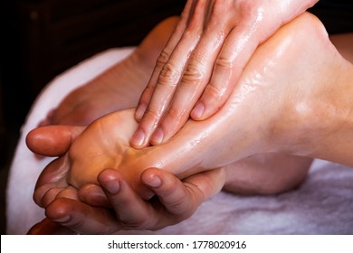 Photo Of Massage With Essential Oils. Aroma Massage And Aromatherapy. Spa Treatments.