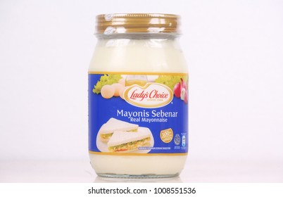  Photo mayonnaise by Lady's Choice in white background. Photo taken on January 2018 at home made studio Kota Kinabalu, Sabah, Malaysia.
