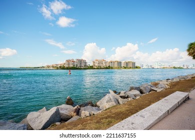 Photo Of Miami Beach Inlet With View Of Fisher Island