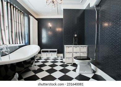 Photo Of Modern White And Black Bathroom