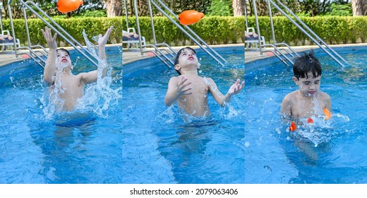 Photo Montage Showing A Water Bomb Exploding In A Child's Face.