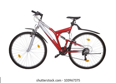 Photo Of A Mountain Bike. Isolated On White