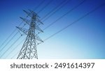  photo of a network of high voltage electricity cables with a blue sky in the morning as a background                              