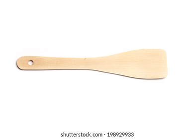 Photo Of  A New Wooden Spatula Isolated On White.