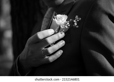 Photo Of Newlyweds' Hands During Important Moments For Them During The Wedding Day