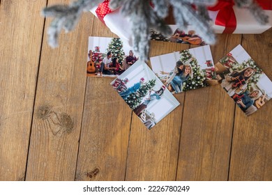 photo next to gifts, christmas background