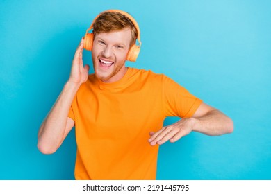 Photo of nice stylish guy toothy smile enjoy night club party music have fun relax isolated on aquamarine color background - Shutterstock ID 2191445795