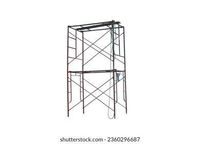 Photo of old outdoor scaffolding isolated on white background.