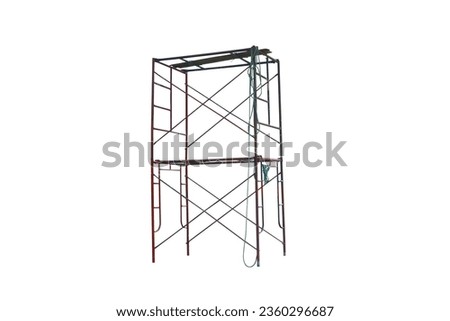 Photo of old outdoor scaffolding isolated on white background.