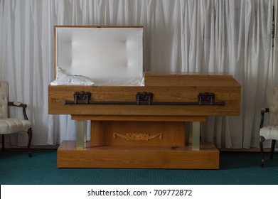 A Photo Of An Open Casket Found In A Funeral Home,