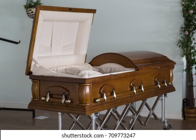 A Photo Of An Open Casket Found In A Funeral Home,