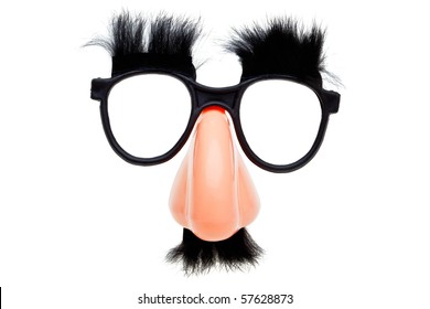 Photo of a pair of novelty glasses isolated on a white background