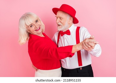 Photo of pensioner retired stylish trendy lady man dance discotheque birthday isolated pastel color background - Powered by Shutterstock