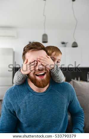 Similar – Image, Stock Photo Happy father´s day,boy with false mustache on stick