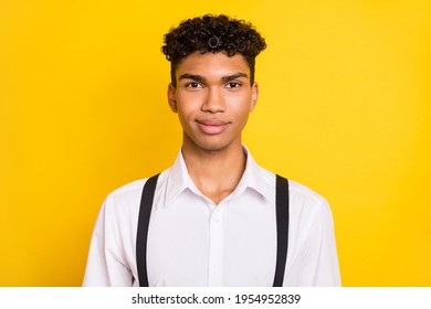 Photo portrait of african american guy smiling isolated on vivid yellow colored background - Shutterstock ID 1954952839