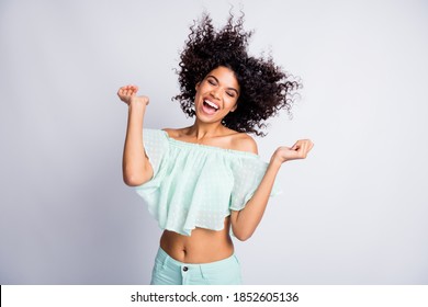 Photo Portrait Of Laughing Dancing Girl Isolated On White Colored Background