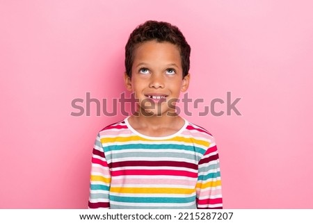 Similar – Image, Stock Photo kid looking to the camera, playing with his parents, closeup portrait. View from above, closeup portrait. Upside down view.