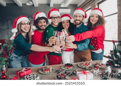 Photo of positive cheerful friendly people colleagues wear new year clothes drink wine celebrate corporate event indoors - Powered by Shutterstock