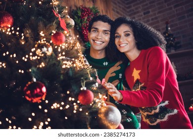 Photo of positive friends people prepare house room for christmas eve hang garlands illumination indoors - Powered by Shutterstock