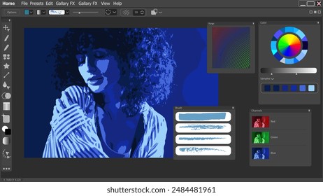 Photo processing using graphic editor. Interface of software for designers - Powered by Shutterstock