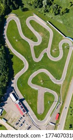 Photo Of A Race Track In Green Colors Taken By Drone, Top View. Russia, Moscow Region.