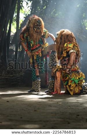 photo of the Rampak Buto dancer from Sleman, Yogyakarta.  The funeral is held outside the room