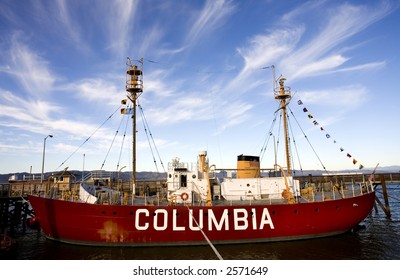 Photo Of Retired Coast Guard Lightship Columbia, Located In Astoria, Oregon.