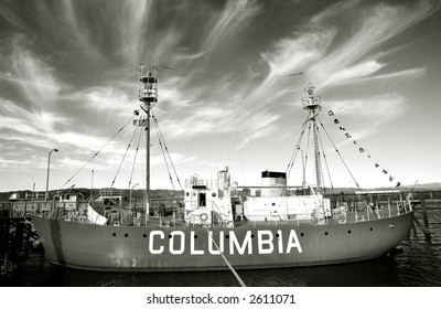 Photo Of Retired Coast Guard Lightship Columbia, Located In Astoria, Oregon.