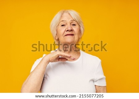 Photo of retired old lady happy lifestyle joy isolated background
