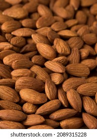 Photo of roasted peeled almonds in close-up