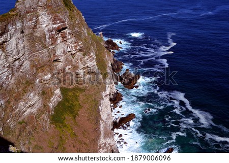 Similar – Image, Stock Photo Green rocky coast at a calm sea in northern Spain