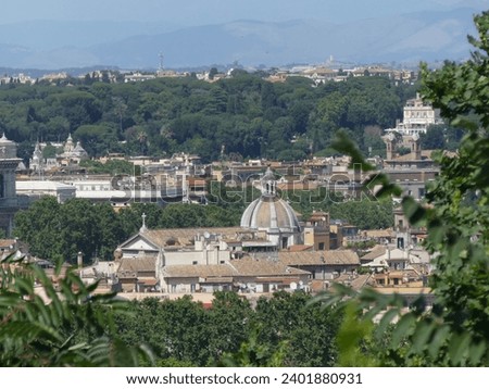 A photo of Rome, Italy taken from  above the botanical gardens in the dity.
