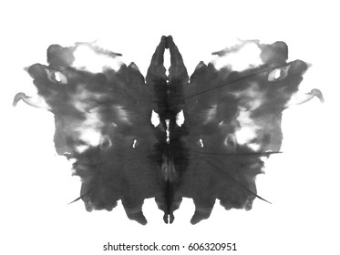 Photo Rorschach Inkblot Test Isolated On White Background