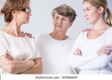 Photo Of Senior Woman Resolving Conflict Between Mother And Daughter