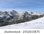 Photo of the Seven Devils Mountain area near Riggins ID in the winter on a sunny day with blue sky