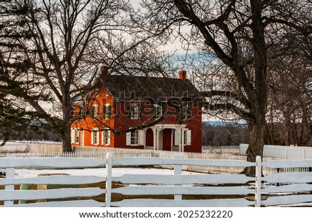 Photo of The Sherfy House in Winter, Gettysburg National Military Park, Pennsylvania USA