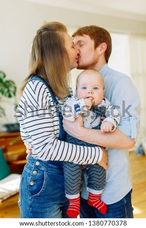 Similar – happy family playing at home on the bed