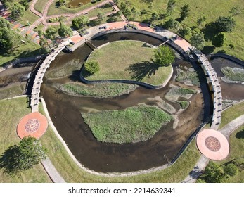 The Photo Showing An Aerial View Of Outstanding Natural Beauty And Excellent Recreation Facilities At The Community Garden Park Of Bintulu, Malaysia, Southeast Asia.