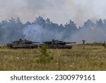 The photo shows a Leopard 2 tank, which has been deployed by the Ukrainian military to bolster their armored capabilities in the ongoing conflict, and is a formidable force on the battlefield