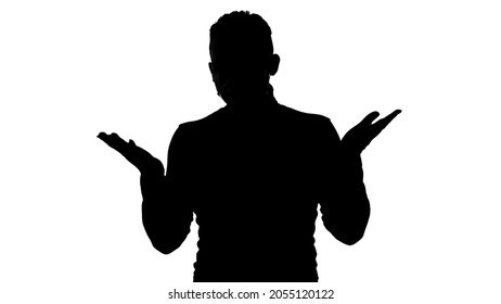 Photo Of The Shrugging Man's Silhouette On White